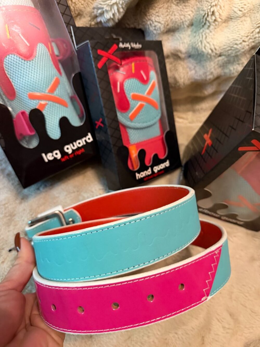 Absolutely Ridiculous Limited Edition Baseball Leg Arm Guards Belt Pink Blue - Picture 5 of 9